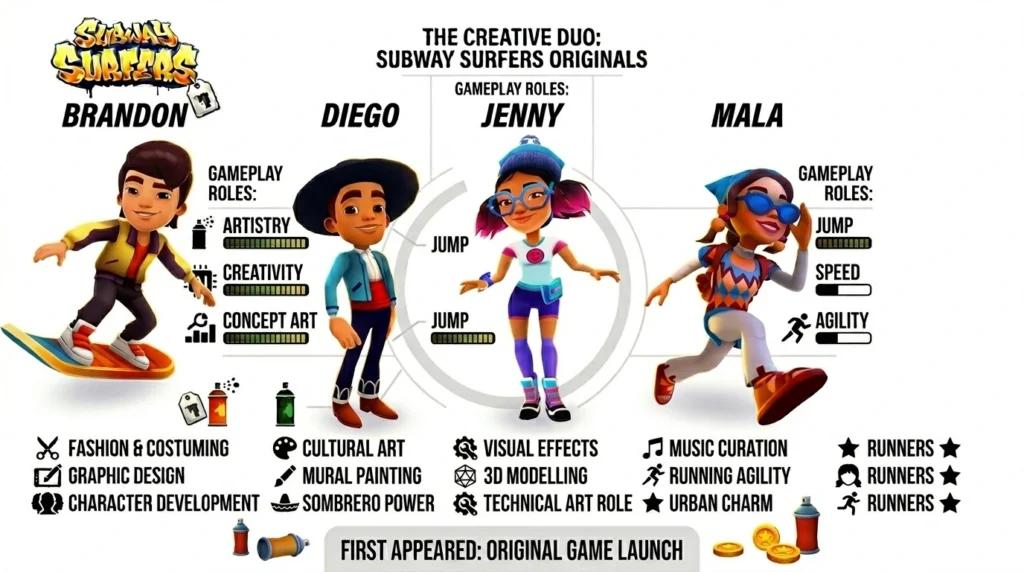 Limited-time characters: Brondon, Diego, Jenny, and Mala