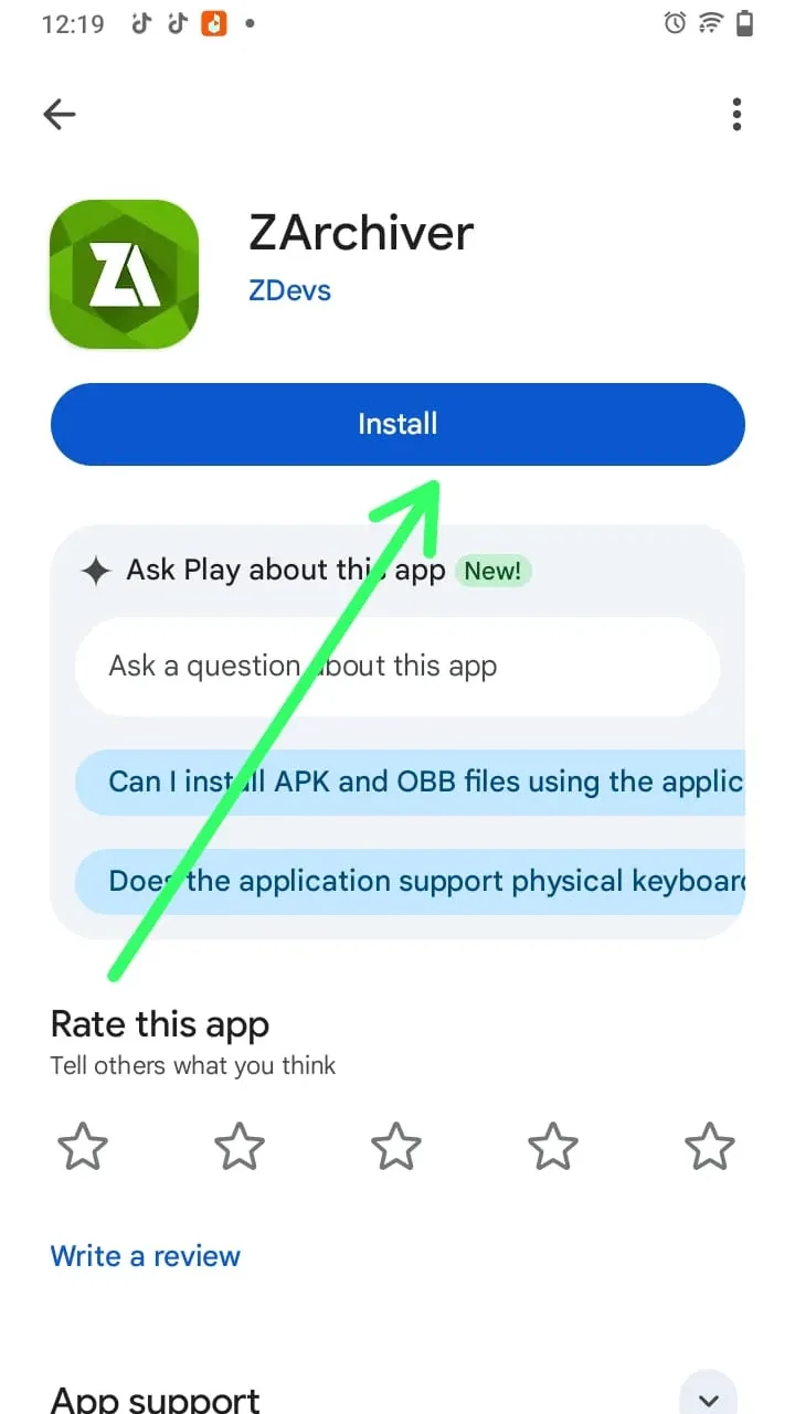 Zarchiver install and pen